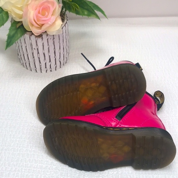 Dr. Martens AirWair Hot Pink Lace Up Boots Size 8 Childrens - Picture 6 of 8